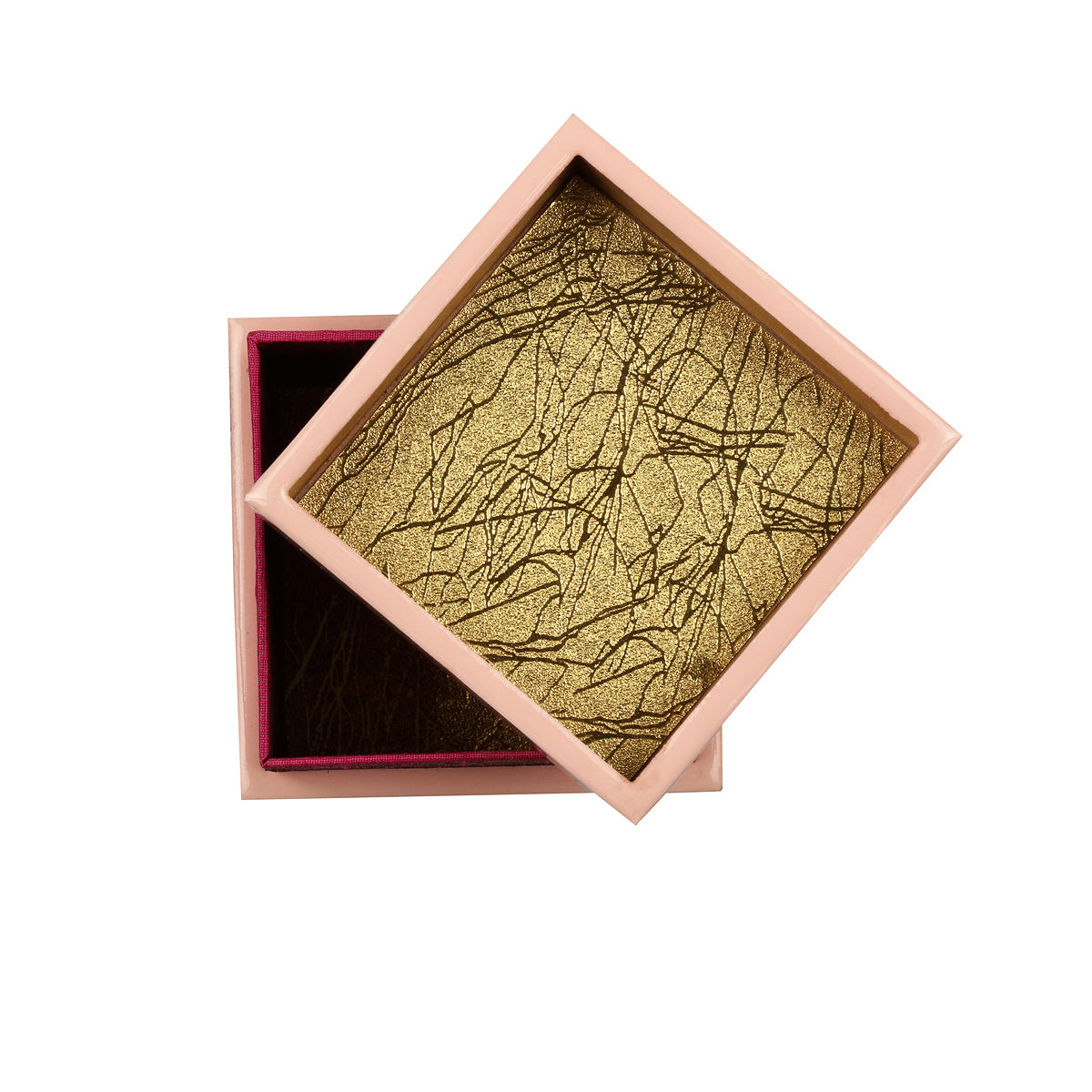 Inside gold View a Glossy Cube pink vintage Box