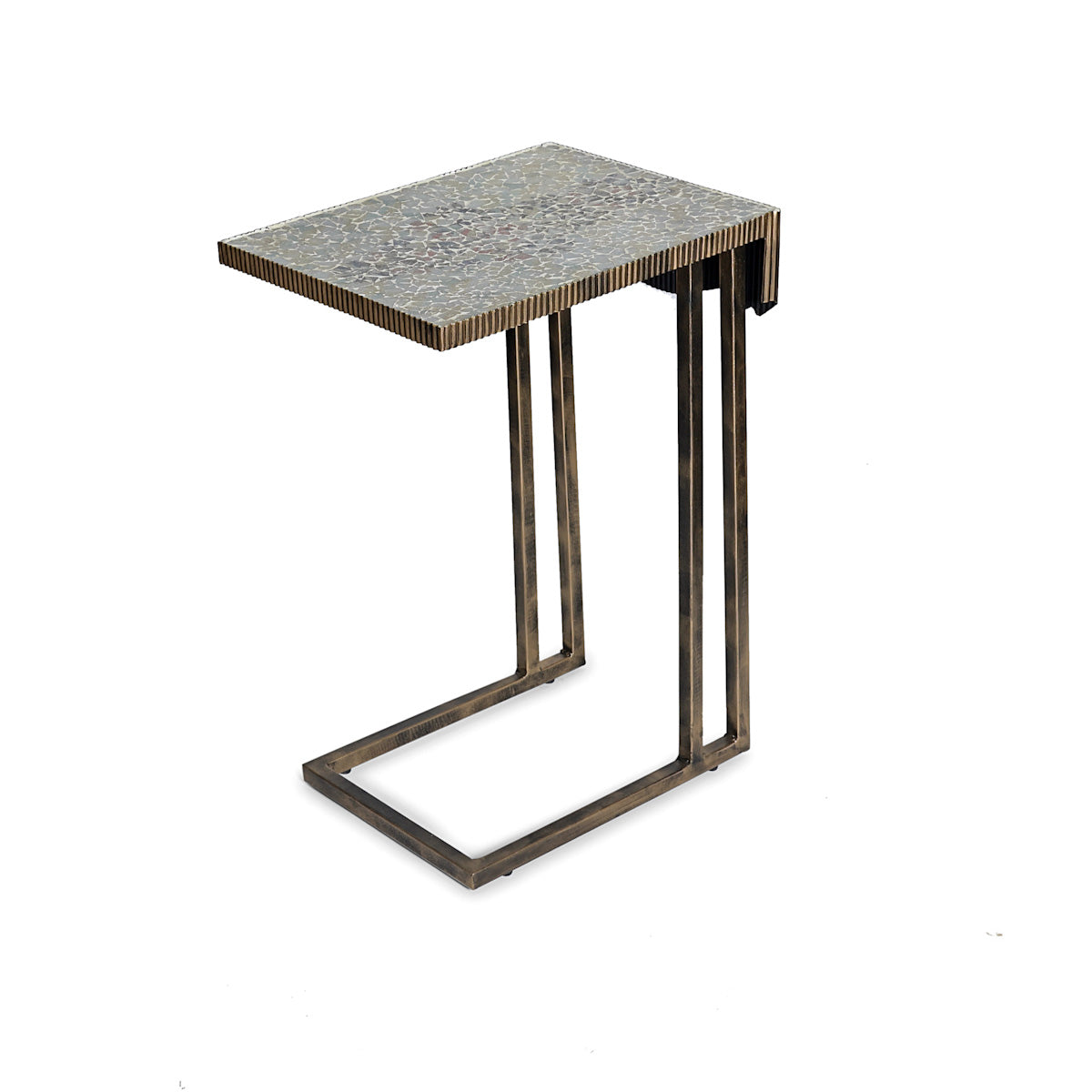 Metal & Wood - White Floral Mosaic Rustic Table