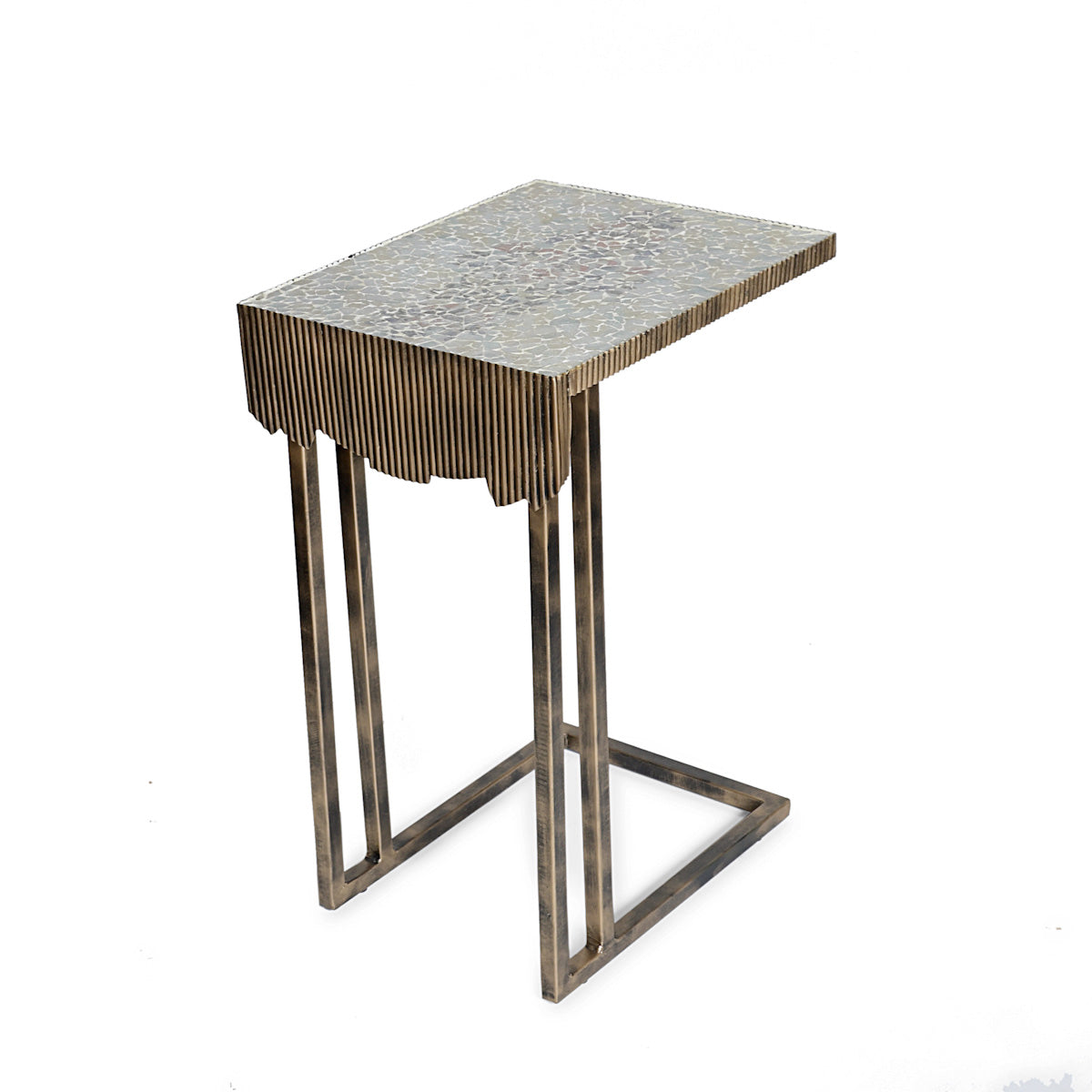 Rectangle white floral Mosaic Rustic coffee table