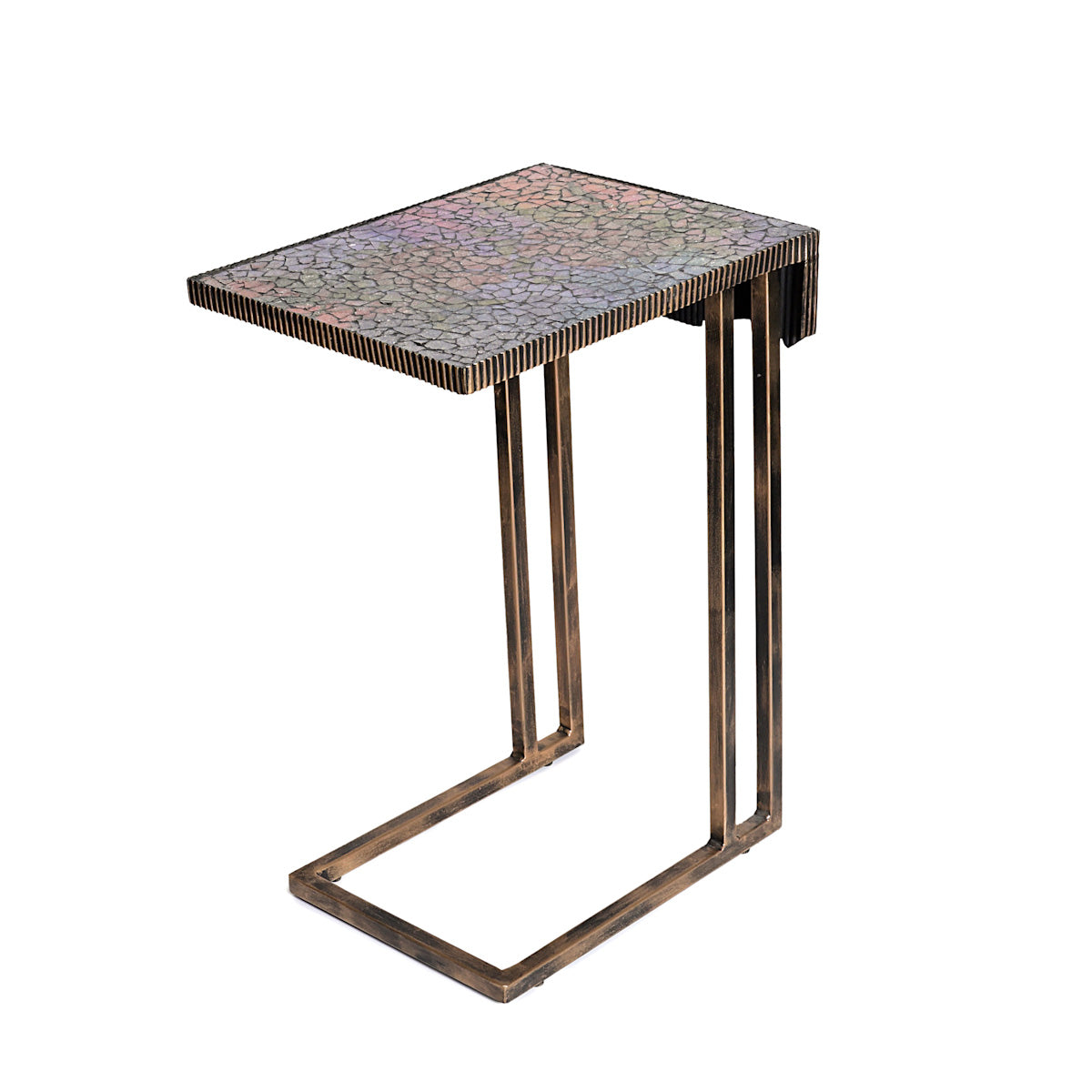 Metal & Wooden Colorful floral Rectangle C table for living room