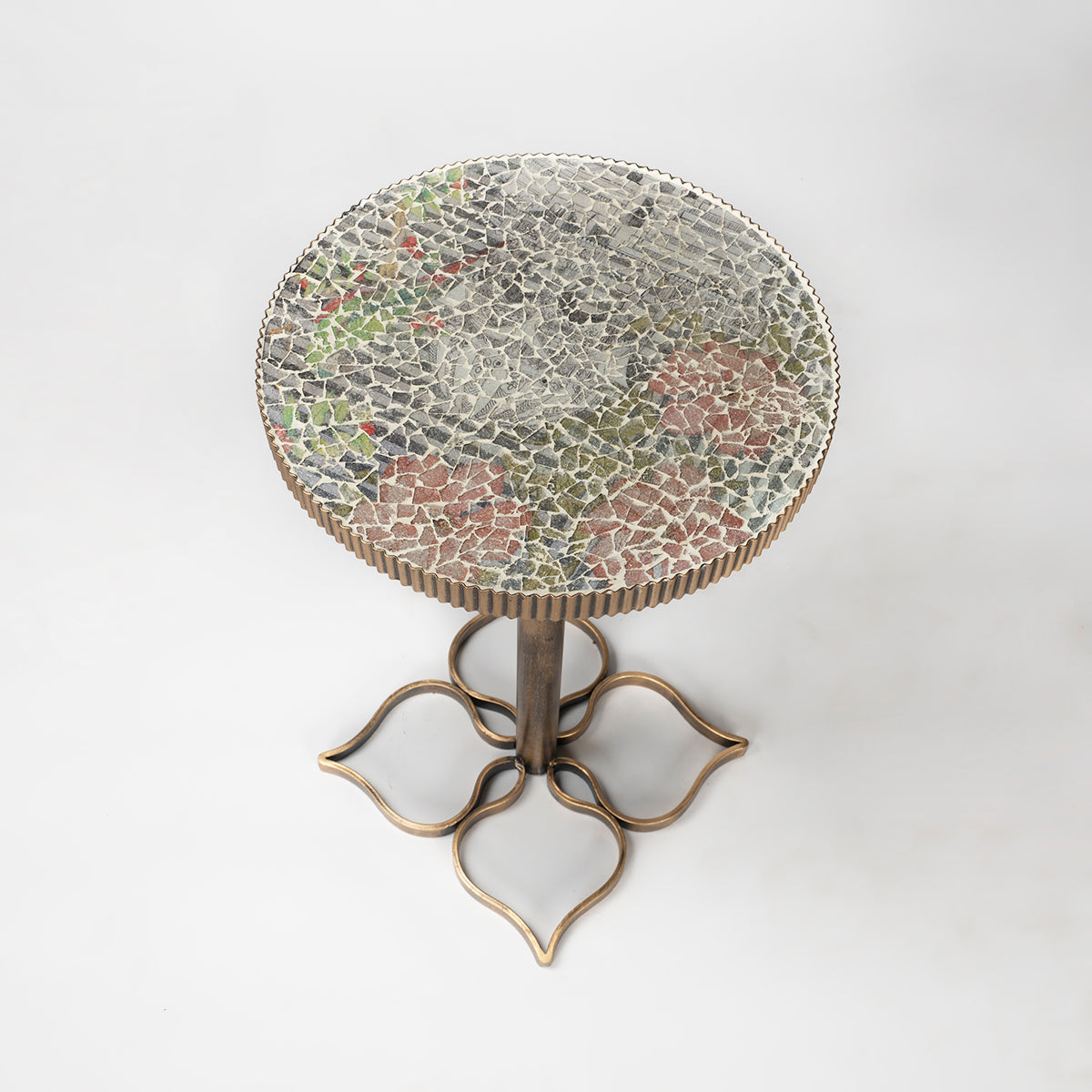 Round Mosaic Petal Rustic wooden Tables for living space