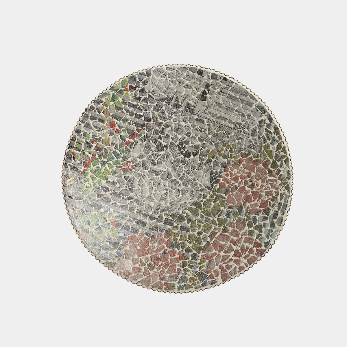 White floral mosaic round table for living room