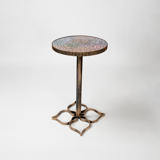 Mosaic Petal Eclectic Metal & Wooden Round Tables - Artychoke