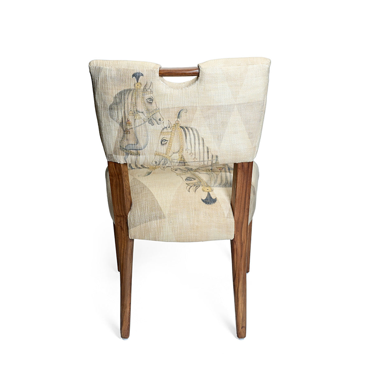 Back Side Horse Sepia Chair with brown wood polish