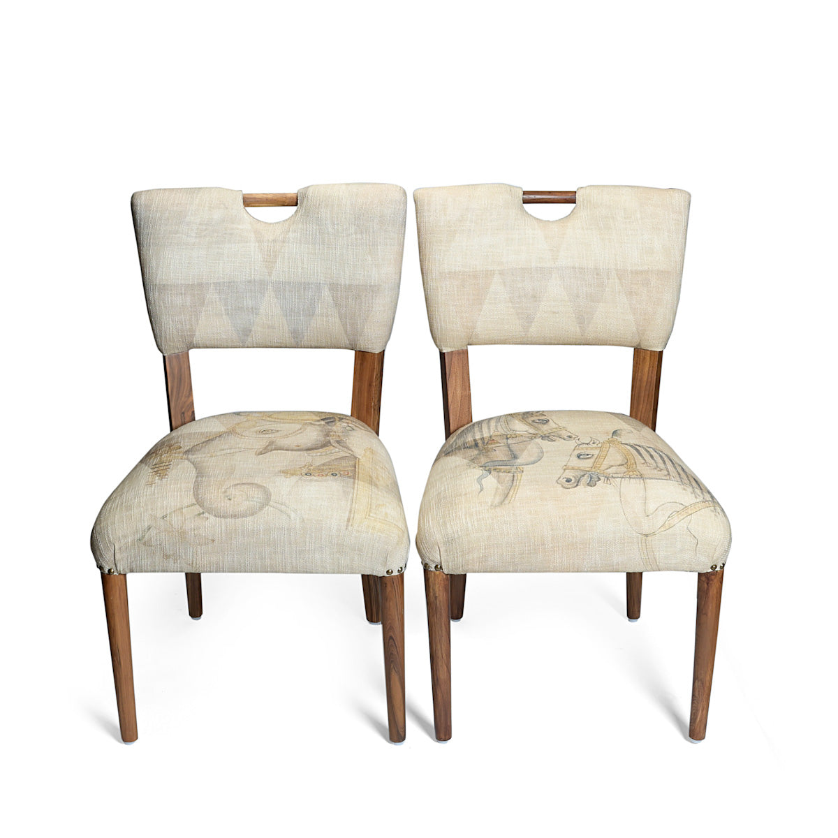 Horse Sepia Chair eclectic furniture with Custom Printed Woven Cotton