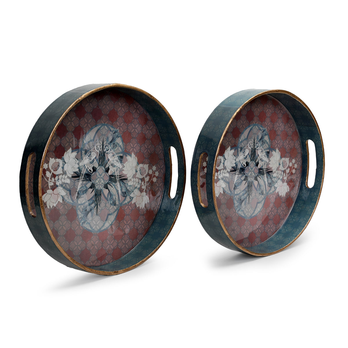 Dusky Harmony Round Glossy Trays