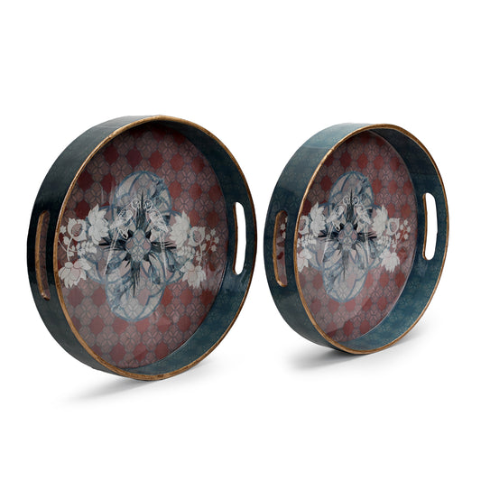 Dusky Harmony Round Glossy Trays - Artychoke