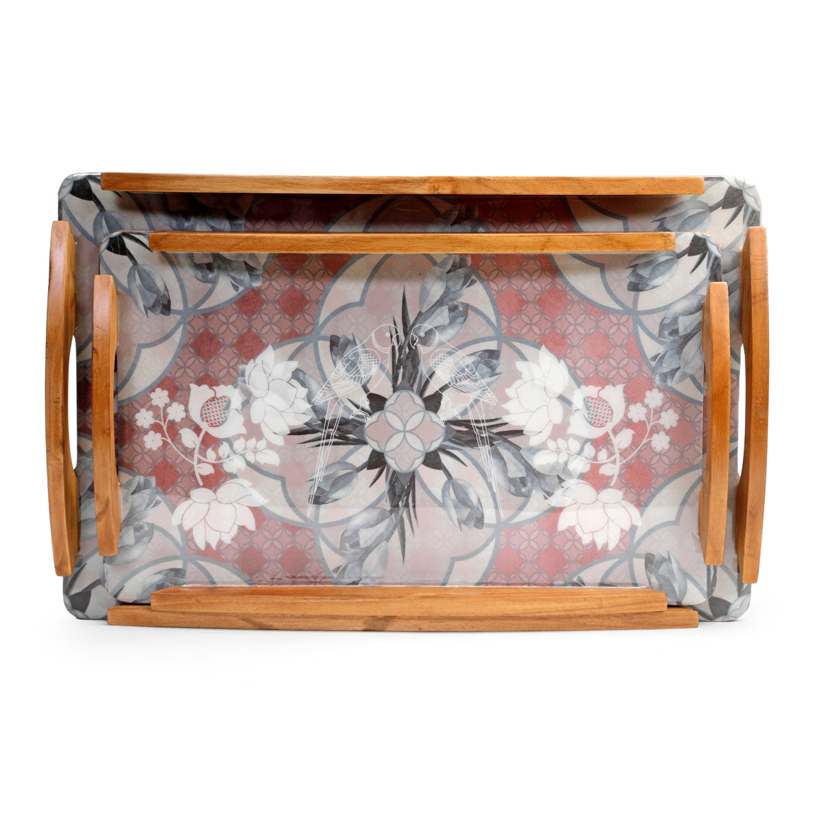 Dusky Harmony Premium Mango Wooden Trays (Set of 2)
