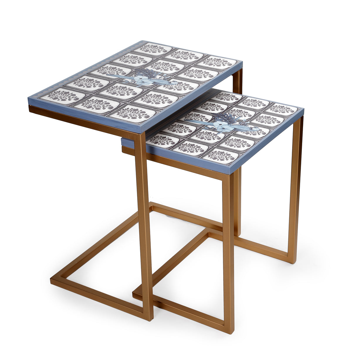 Custom Printed Wooden Top C Stack Table Set - Ek Aur Totta