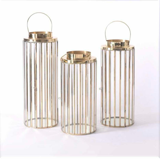 Set of 3 rounded Lunar Flute Lantern Trio - Artychoke