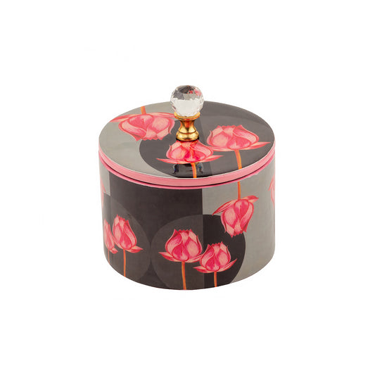 Grey Lotus Round Box