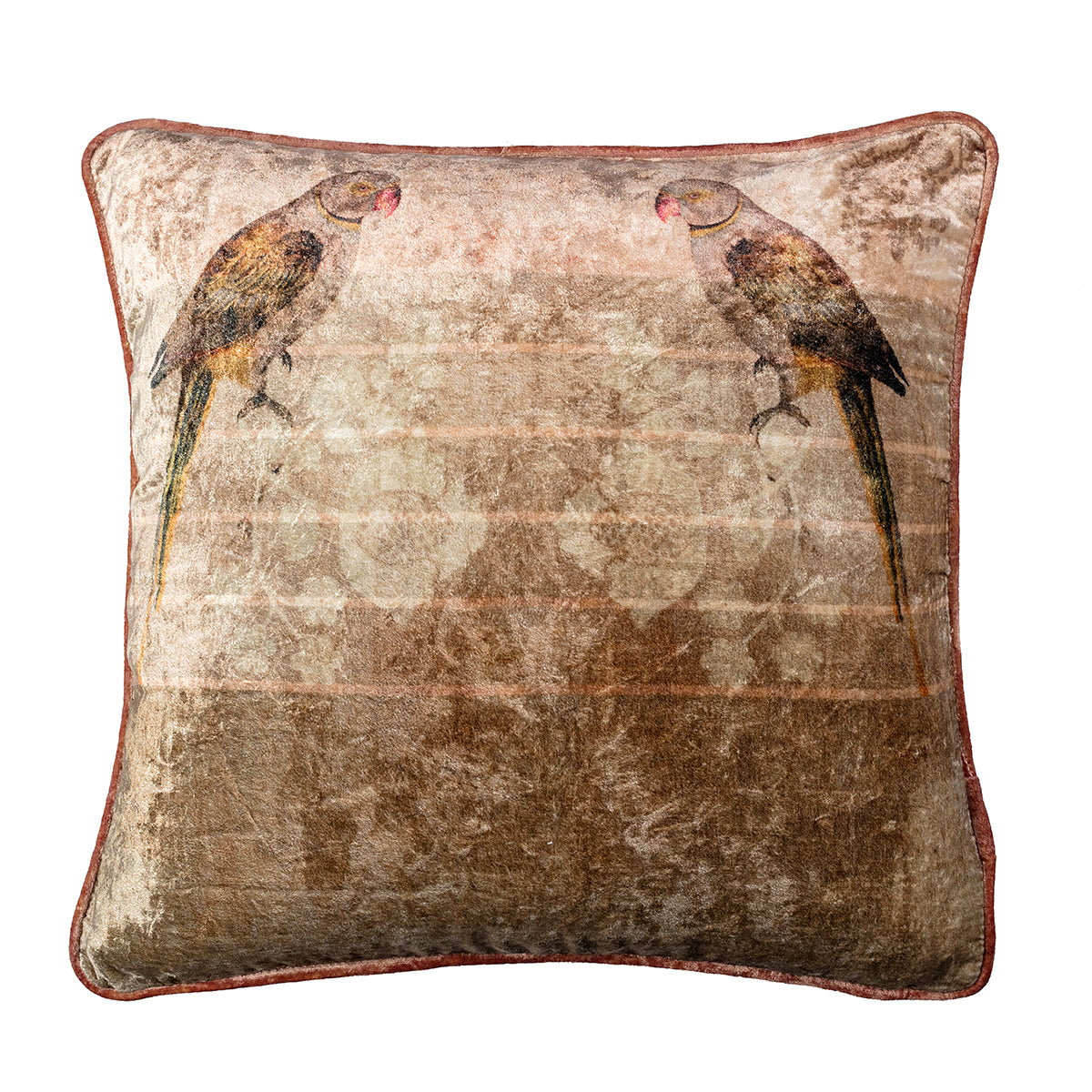 Gold, Pink, Green & Sepia Tones Beautifully Parrot Green Cushion Cover