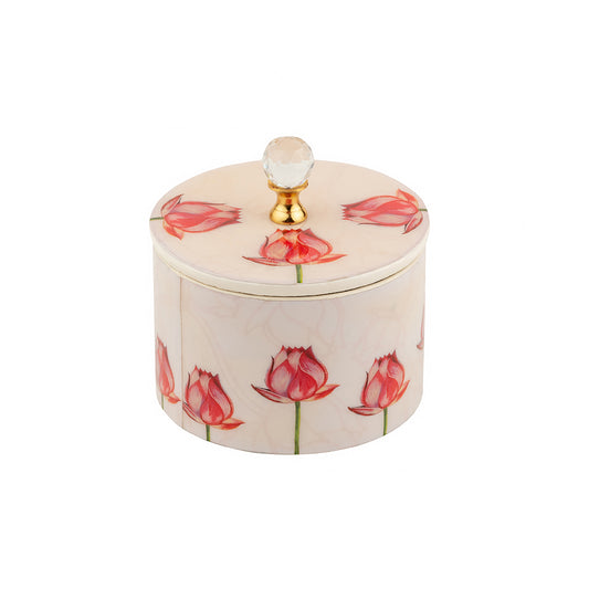 Ivory Lotus Round Box