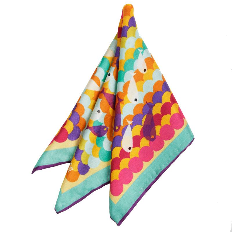 Elegant Go Fish Pocket Square with a whimsical design of multicolored