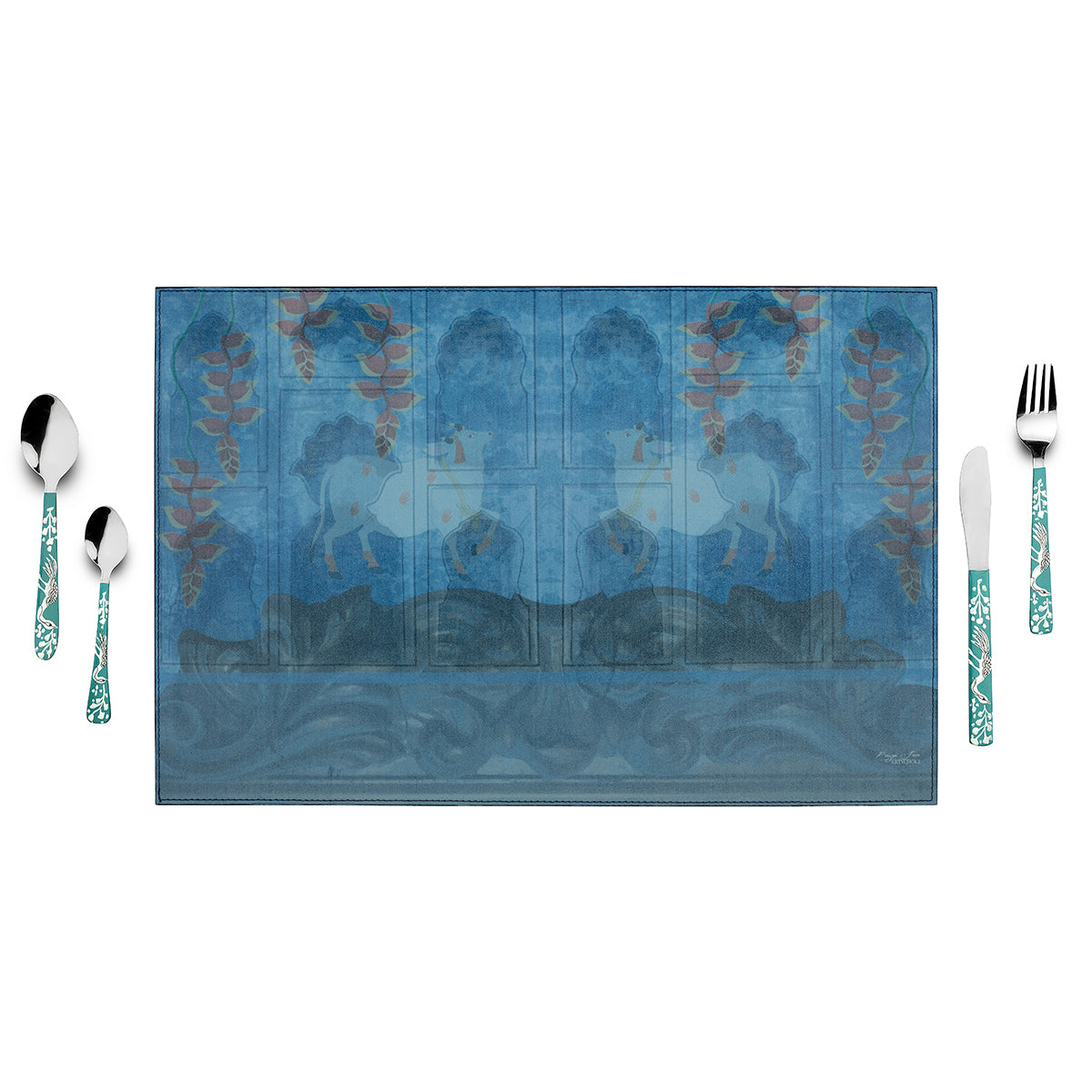 Shades of Blue & Grey Pichwai Blue Table Mats