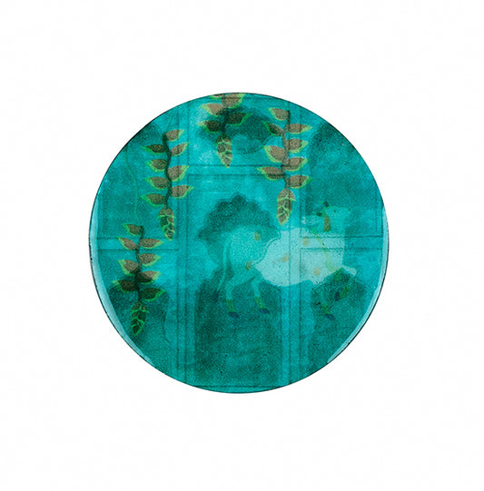 Pichwai Teal Round Coasters (Set of 4) - Artychoke
