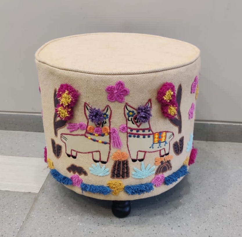 Fawn color Applique Llama Stool
