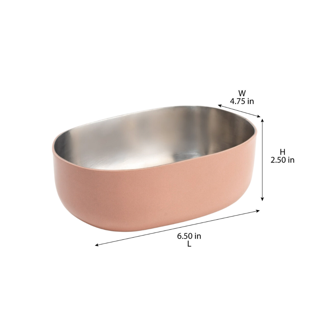 Pink Bowl with steel interior for serving snacks and salads
