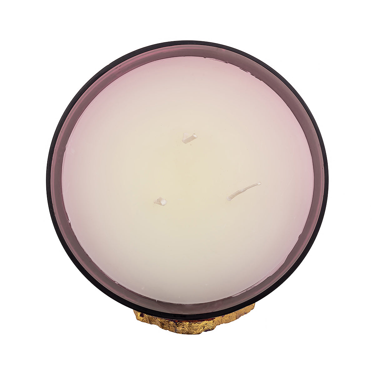 Top view of a three-wick pink Crimson Agate Glow Candle