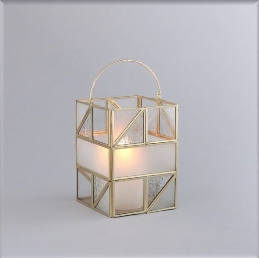 Gold Prism Lantern Glass & Iron - Artychoke