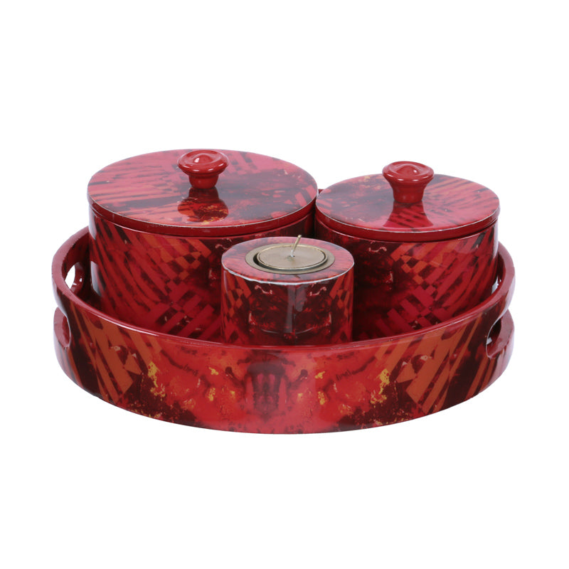 Red Strokes Box Set: Includes Tray, 2 boxes & Candle Votive