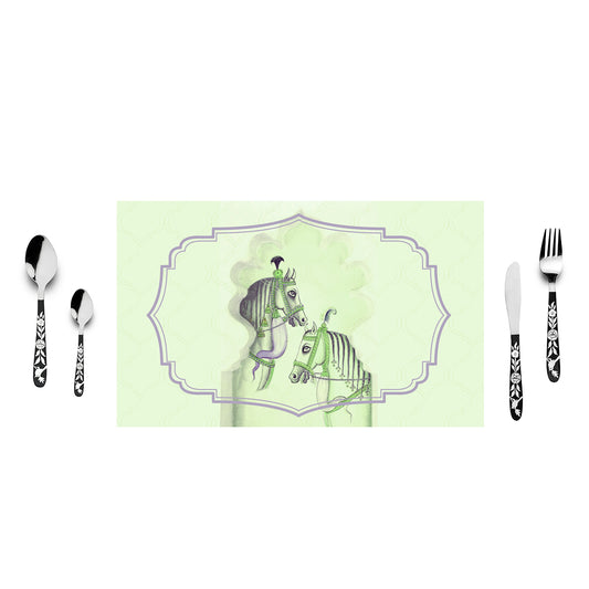 Horse Jharoka Pistachio Green Table Mats