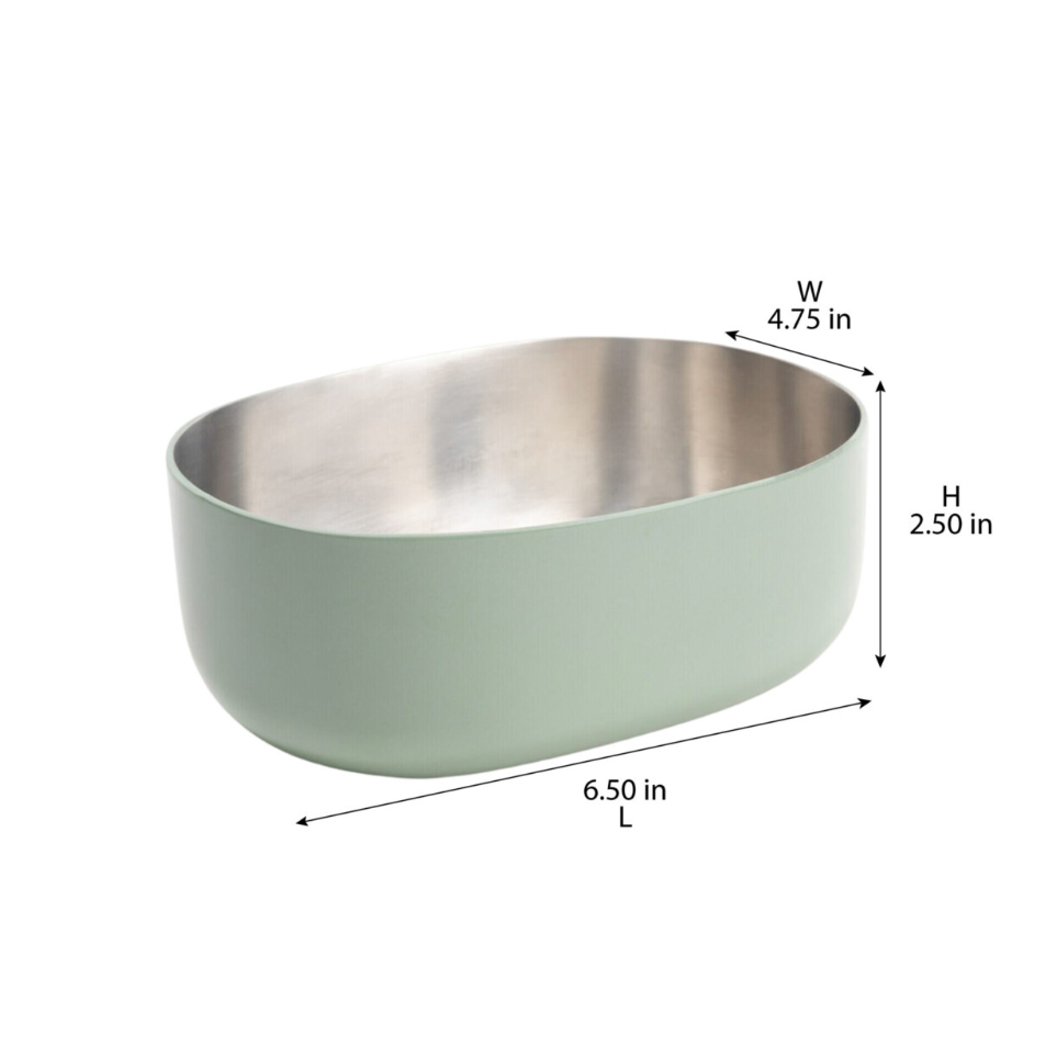 Sage green celestique Bowl with steel interior