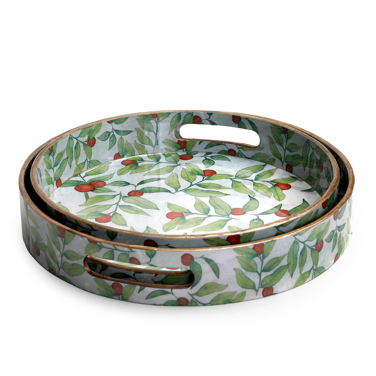 Two Round Savannah Berry Glossy Tray - Artychoke