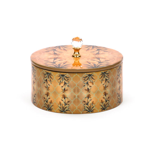 Sepia Motif Round Box