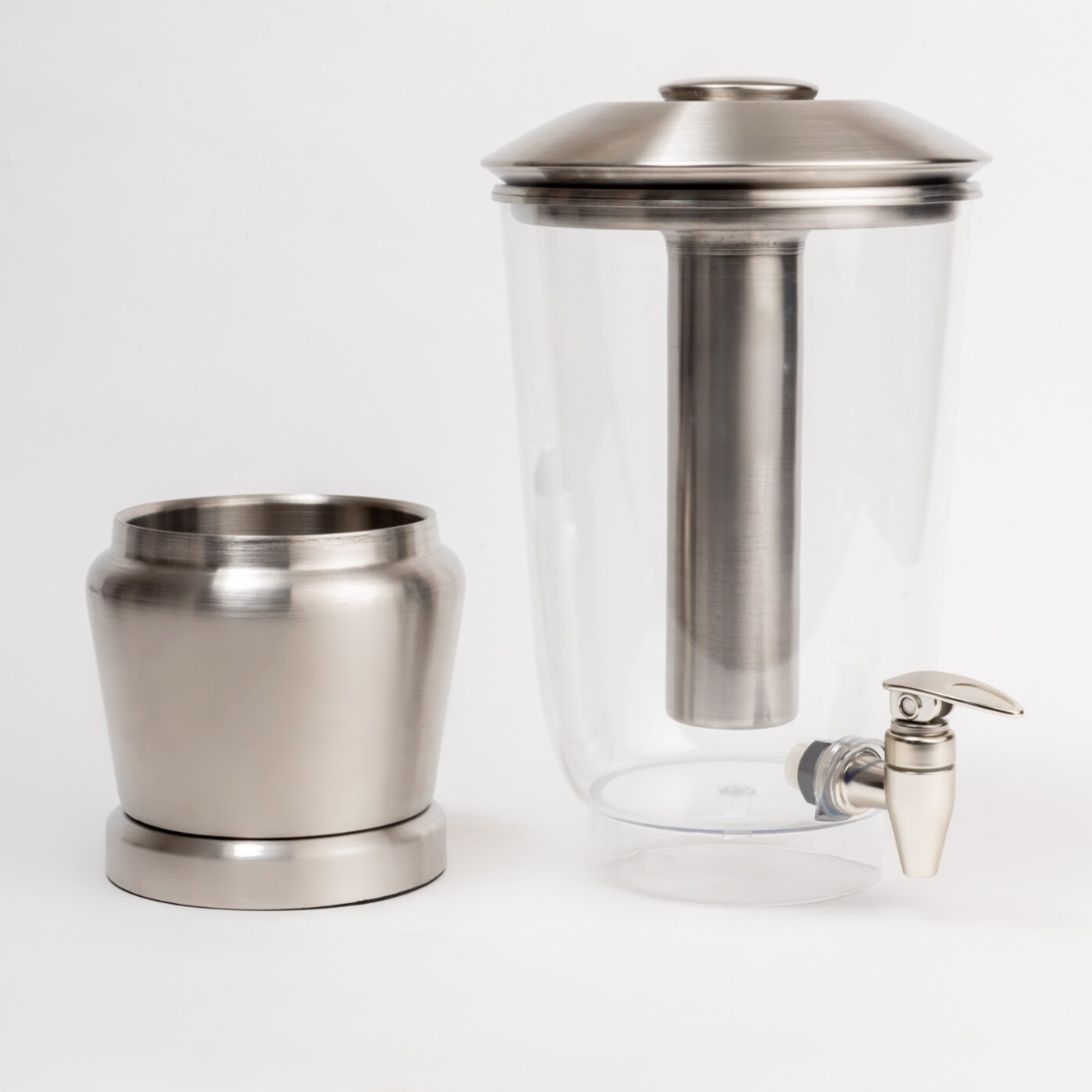 Moonlit Silver Luminique Dispenser in stainless steel and BPA free acrylic with seperable top and bottom