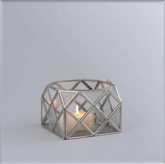 Glass & Iron Silver Luminance Prism Lantern - Artychoke