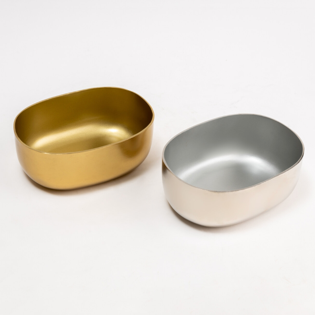 Top view of a stainless steel Silver & Gold Celestique Bowl