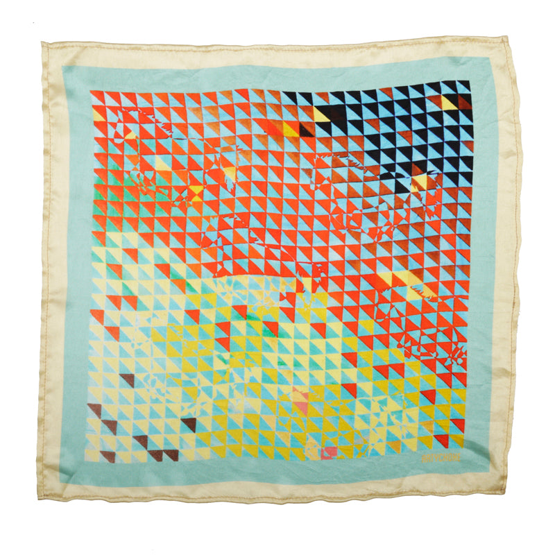 Geometric Pattern of Triangulate Pocket Square and hidden horses