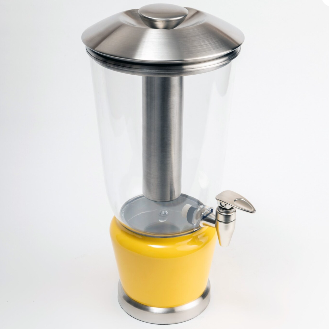 Citrus Burst Luminique dispenser in Vibrant yellow made in stainless steel and BPA free acrylic