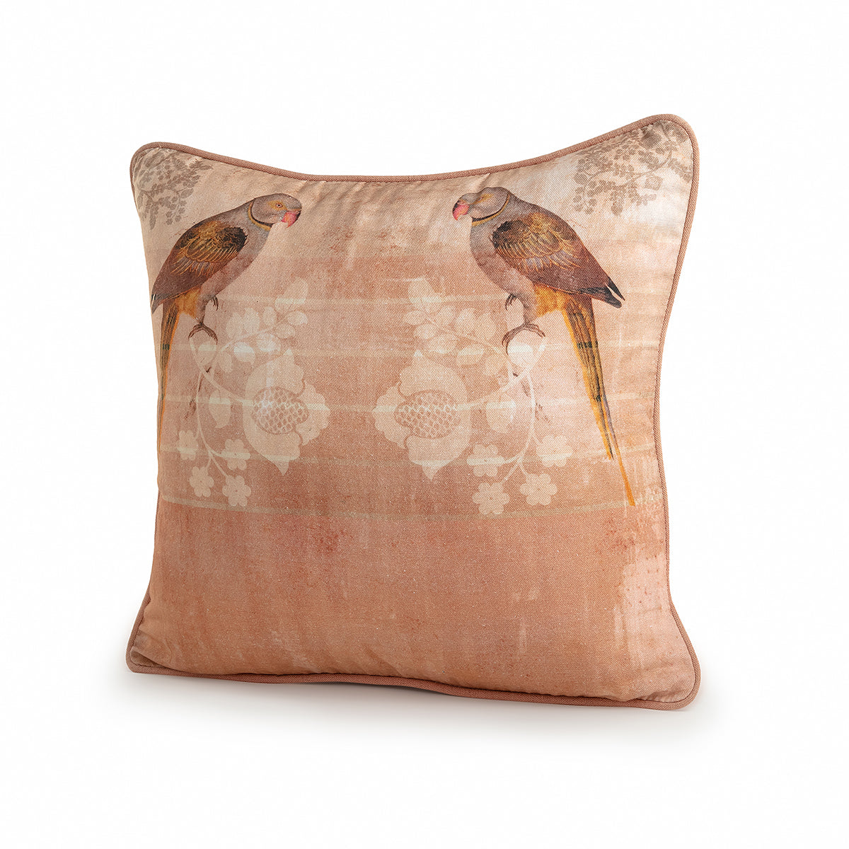 Shades of gold & Parrot pink Cushion Cover