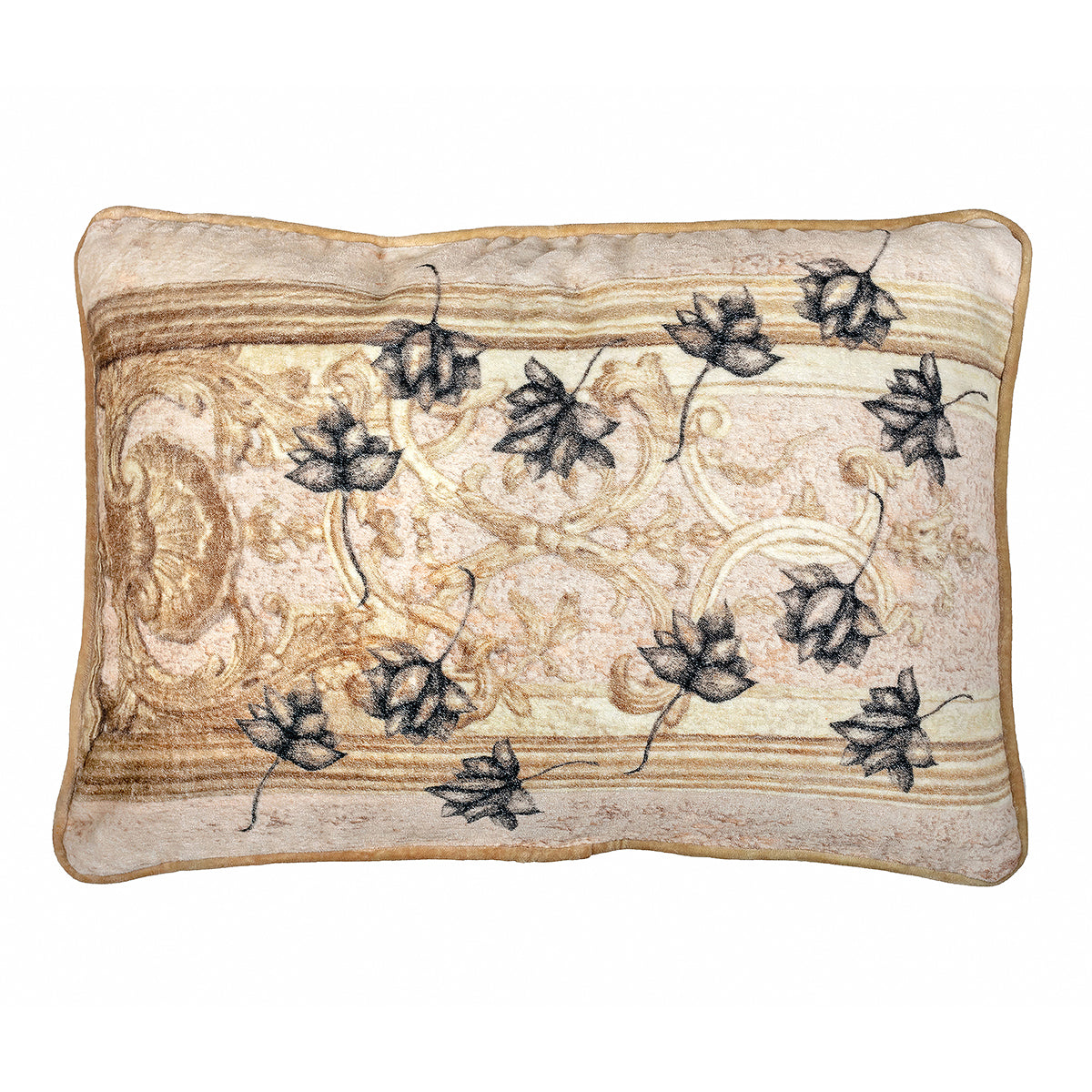 Antique Lotus Rectangle Cushion Cover