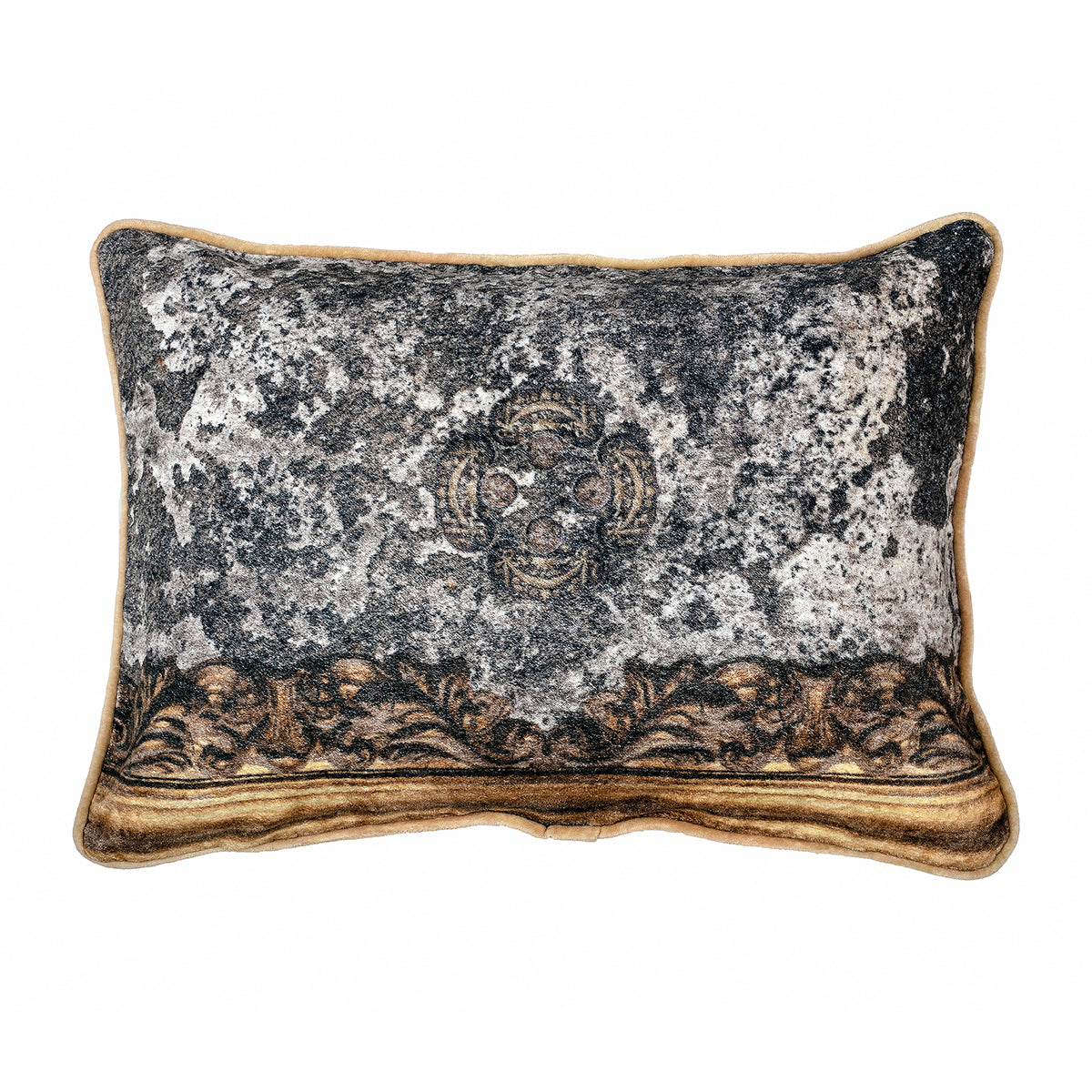 Carved Cement Rectangle Cushion Cover
