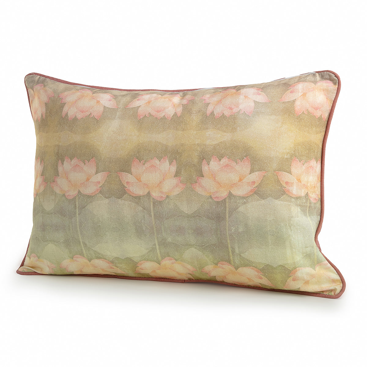 Lotus motif Soft Pastel Rectangle Cushion Cover