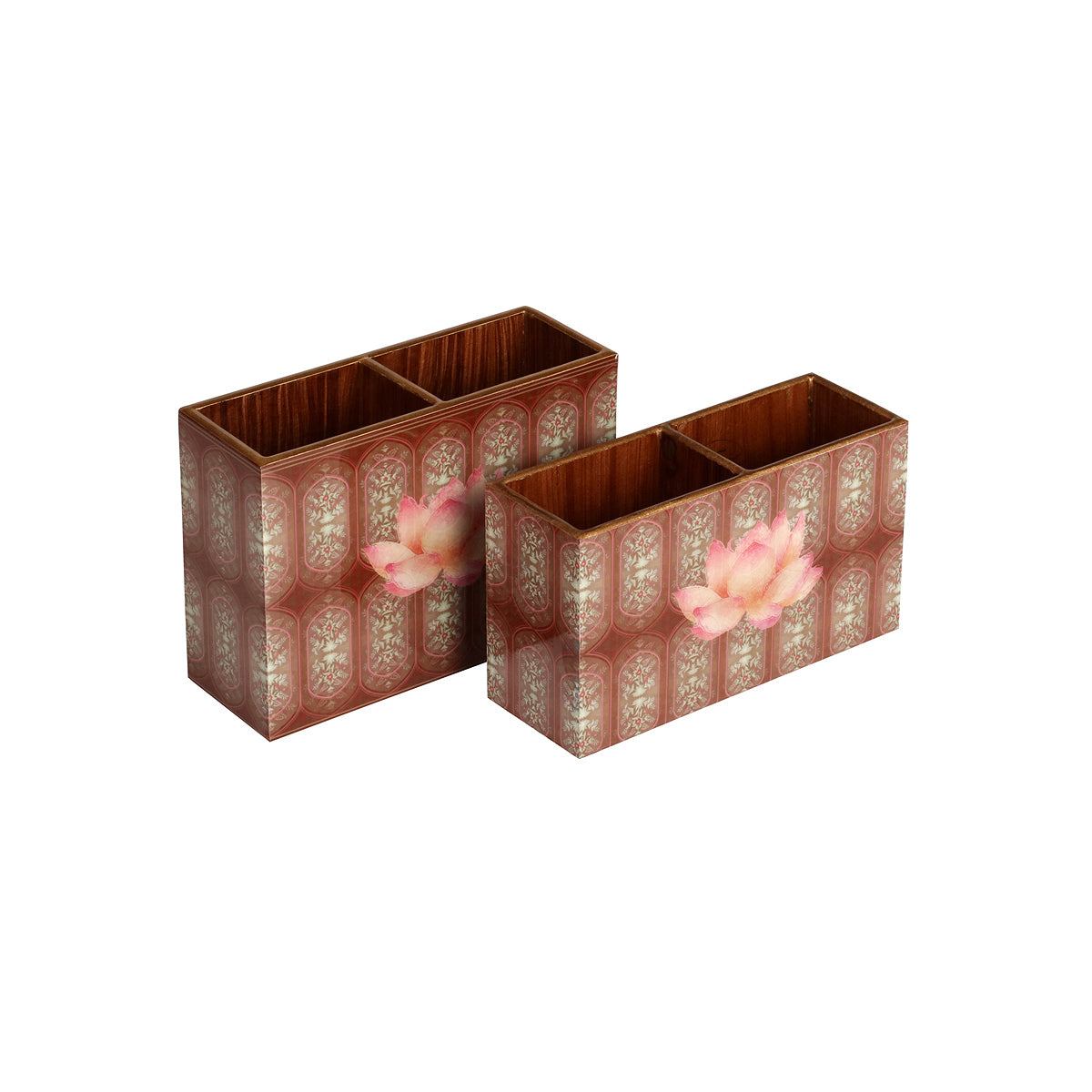 Wooden Wine Lotus Glossy Organiser