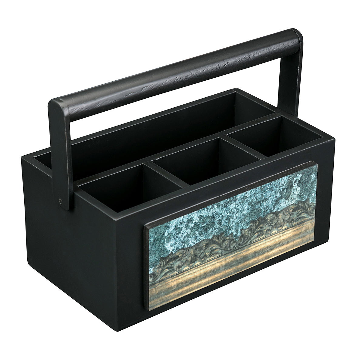 Wooden handcrafted Carved Cement Multi Utility Holder