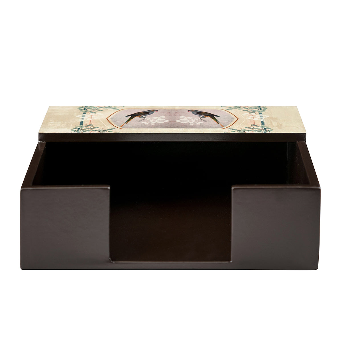 Durable and stylish white napkin organizer with Parrot Boota design