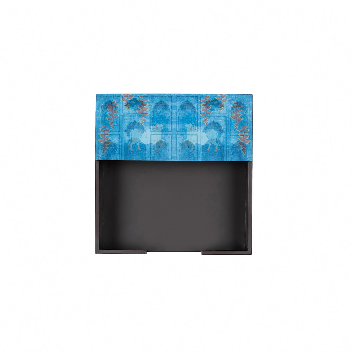 Pichwai inspired blue napkin holder set with ornate detailing