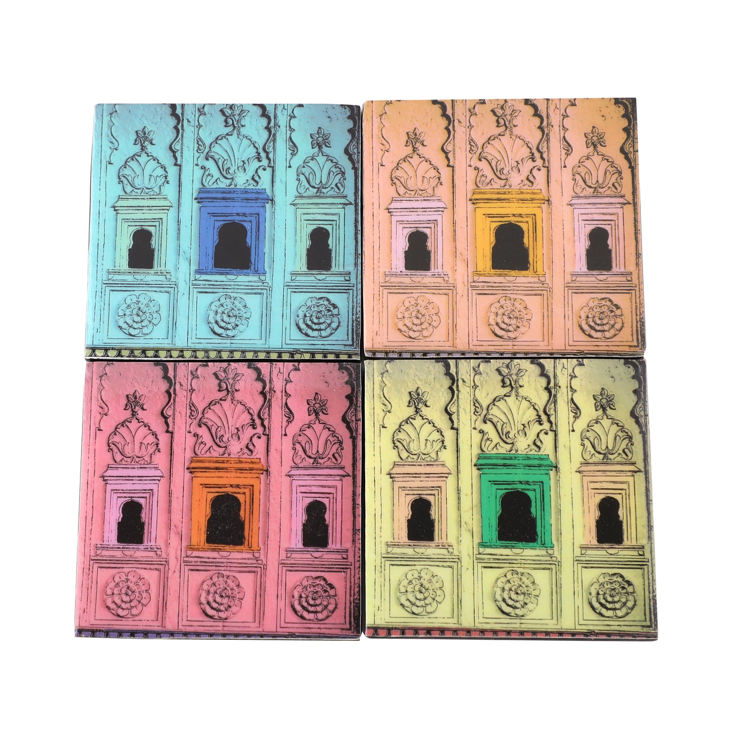Colourful Shades Jharoka Square Coasters