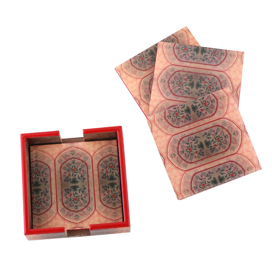 Mughal Motif Square Coasters (Set of 4) - Artychoke