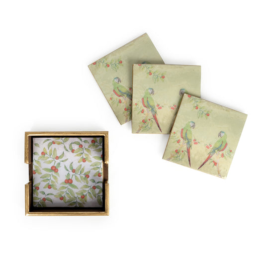 Parrot Berry Square Coasters (Set of 4) - Artychoke