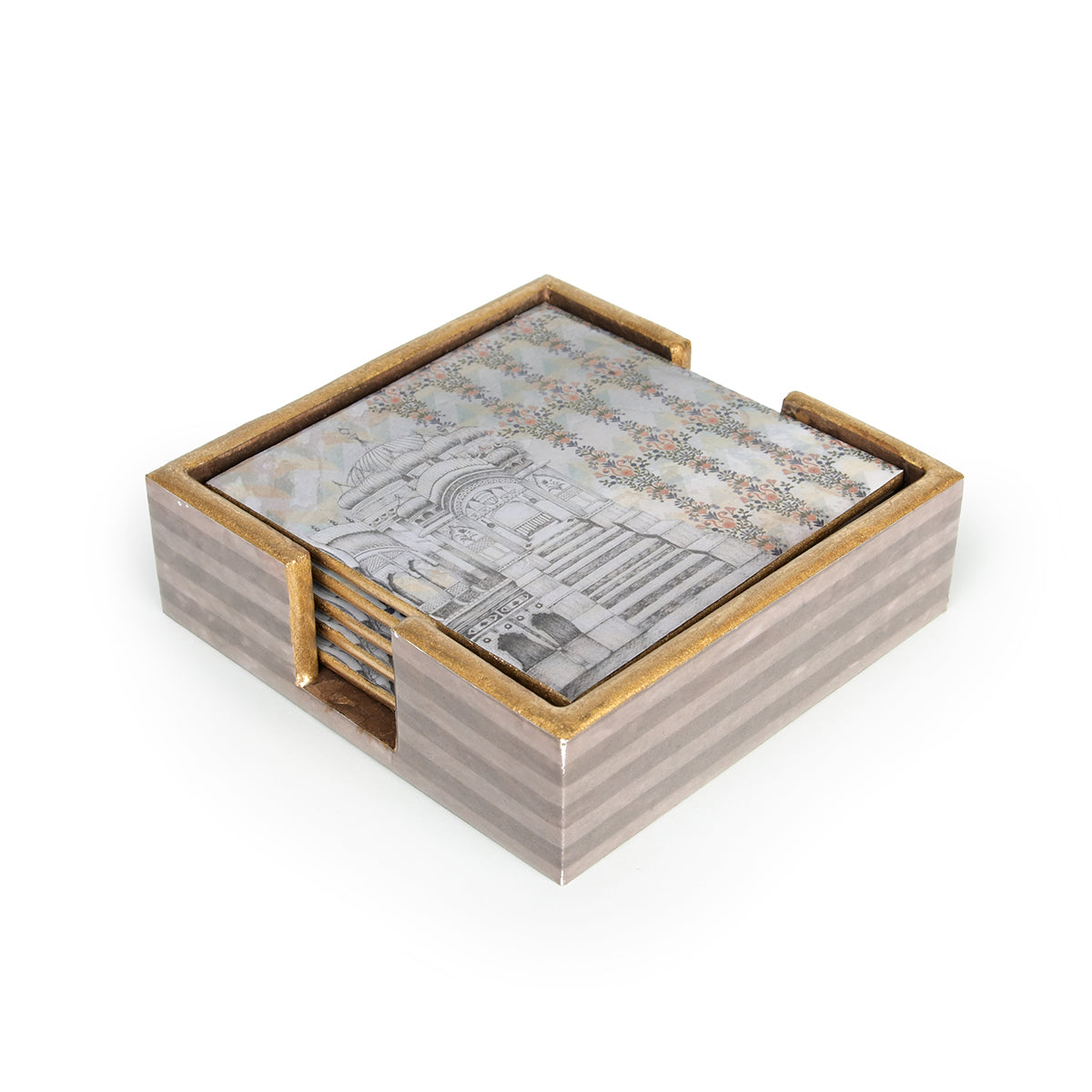 Buy Haveli Rustic Pistachio Flowers Square Coasters