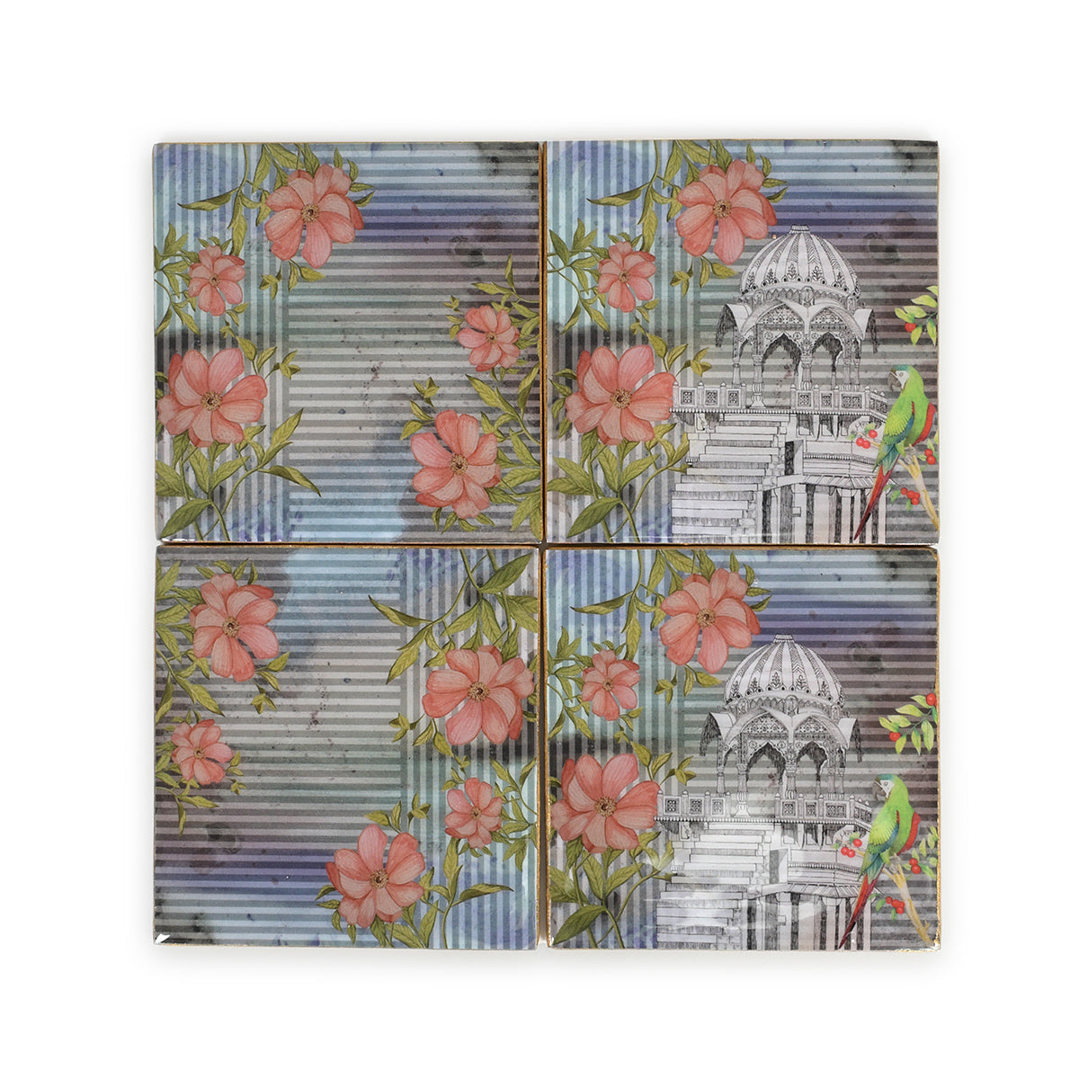 Haveli Eclectic Square Coasters Set in subtle shades