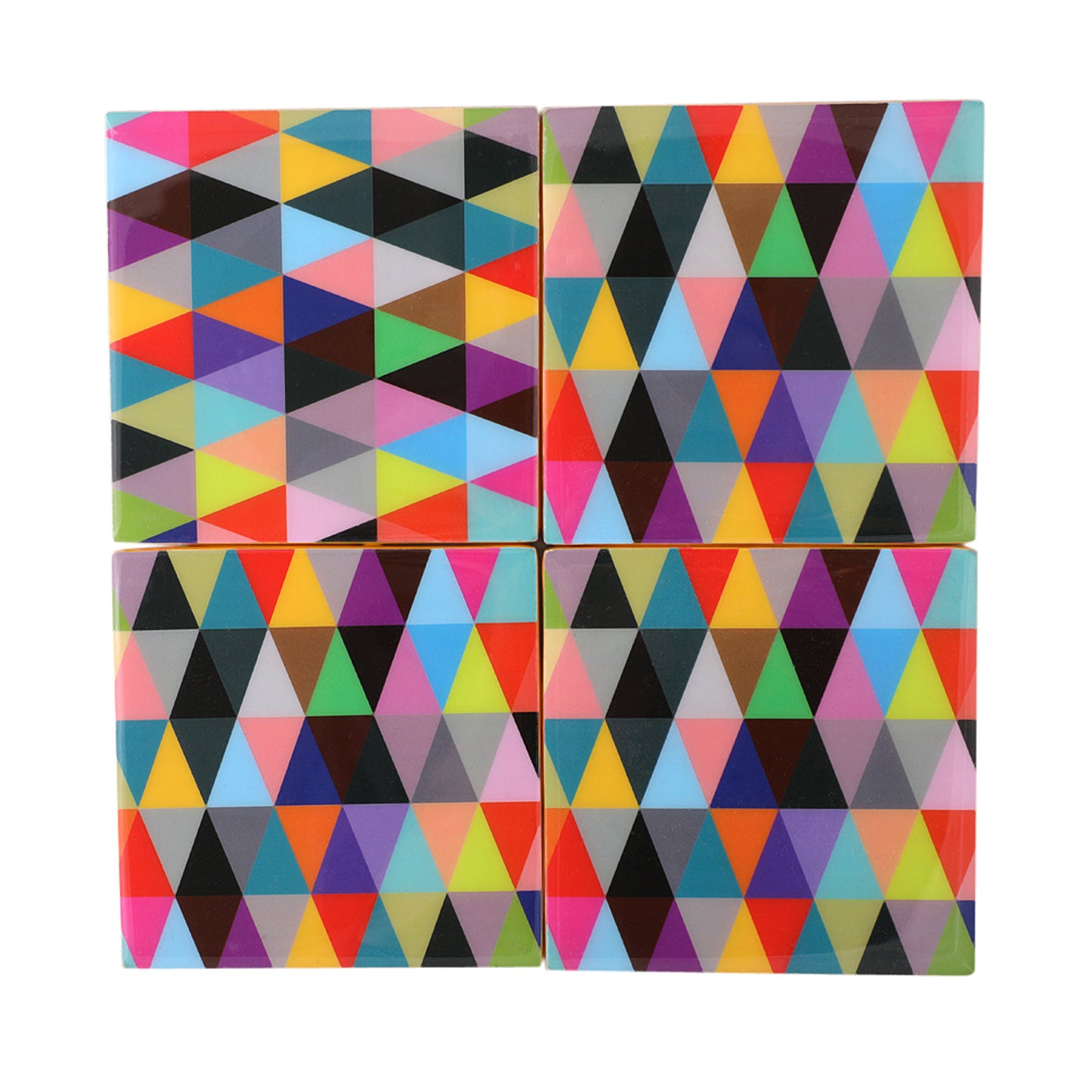 Wood with Enamel Triad Square Coasters