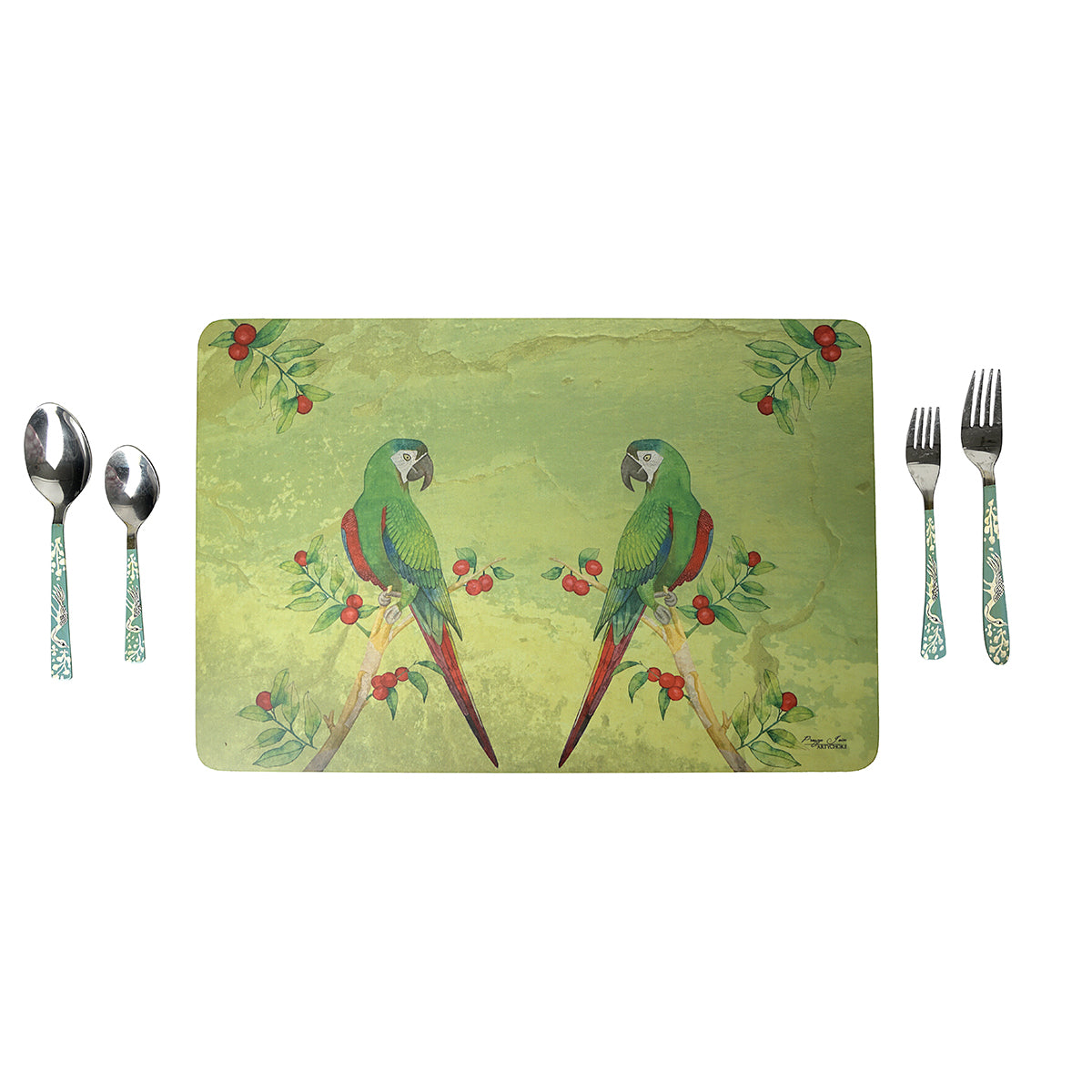 Parrot Berry Table Wood or Vegan Leather Mats - Artychoke