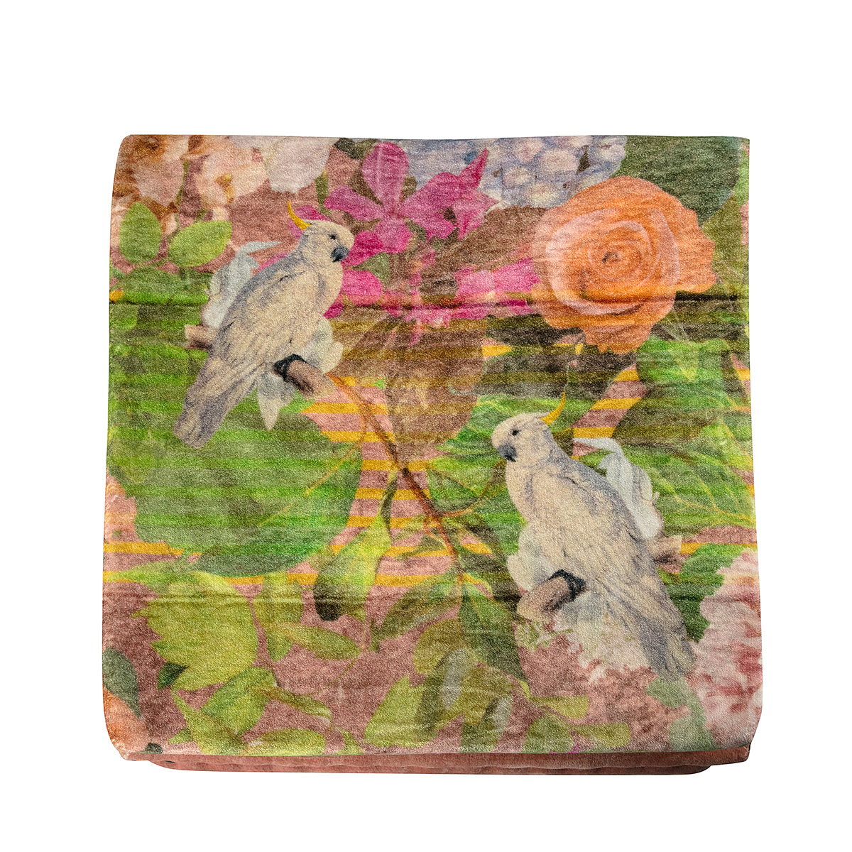 Top View Stunning Colourful Seat With Cockatoo Birds Box Stool